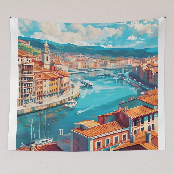 Item preview, Bilbao España Casco Viejo Río Nervión Vintage designed and sold by LaFabricaArt.