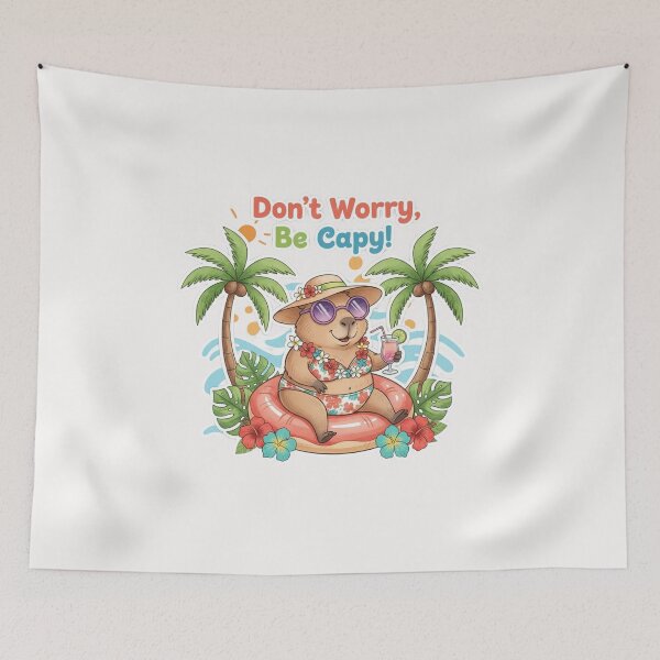 Item preview, Don’t Worry, Be Capy! – Cute Tropical Capybara Watercolor Design designed and sold by Sun Sand & Sea Art.