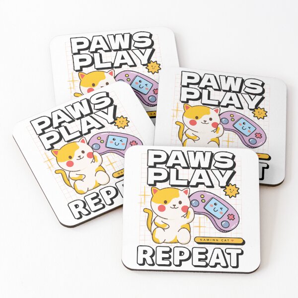 Item preview, Paws Play Repeat Cute Gaming Cat Kawaii designed and sold by Dmetalx Art Apparel.