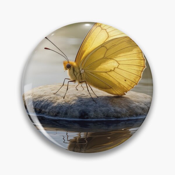 Item preview, Golden Butterfly On a Flat Rock In Water designed and sold by Maria Dryfhout.