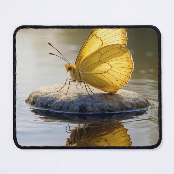 Item preview, Golden Butterfly On a Flat Rock In Water designed and sold by Maria Dryfhout.