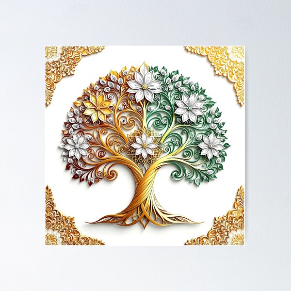 Item preview, Floral Tree of Life with Gold designed and sold by Sharon Schwalbe.