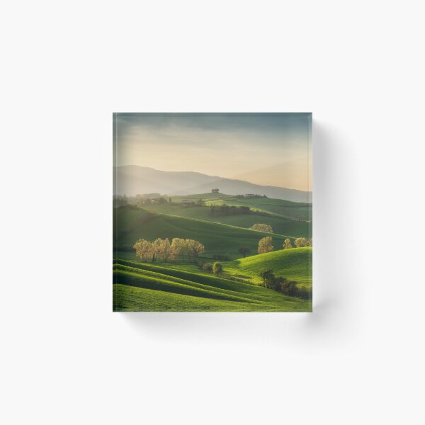 Item preview, Tuscan Rolling Hills at Sunset, Orciano Pisano Spring Landscape Photography designed and sold by Stefano Orazzini.