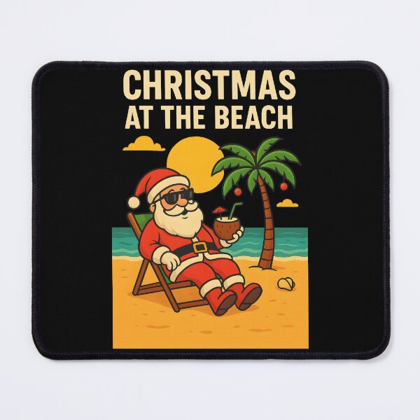 Item preview, Christmas at the Beach Santa Relaxing with Coconut Retro Tropical Holiday Design designed and sold by DrawHandArt.