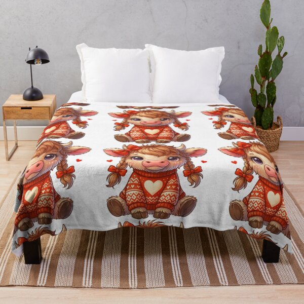 Item preview, Cute Highland Cow in Red Sweater Illustration designed and sold by ArtfulWeave.