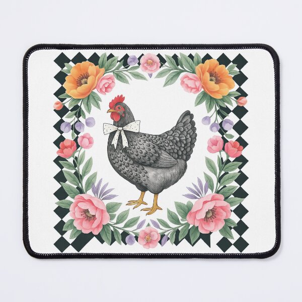 Item preview, Floral Chicken with Flowers Farmhouse Art designed and sold by ArtfulWeave.