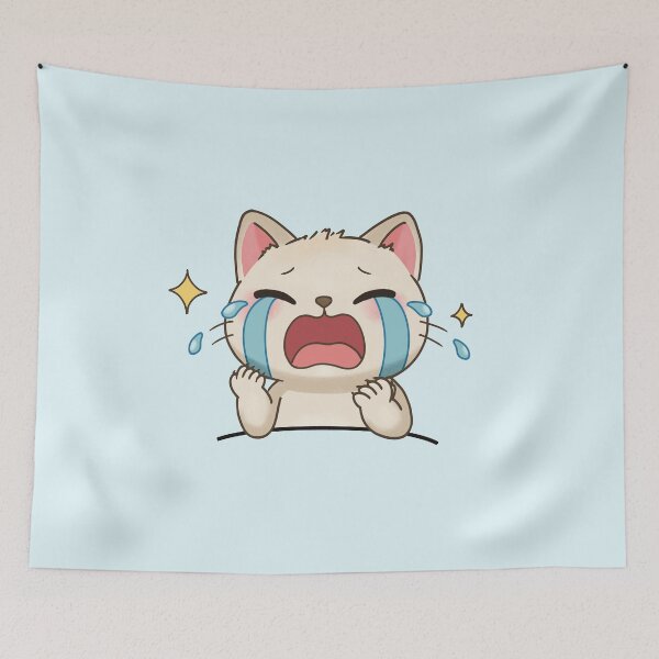Item preview, Crying Star Cat - Blue Background designed and sold by AuraBerryArt.