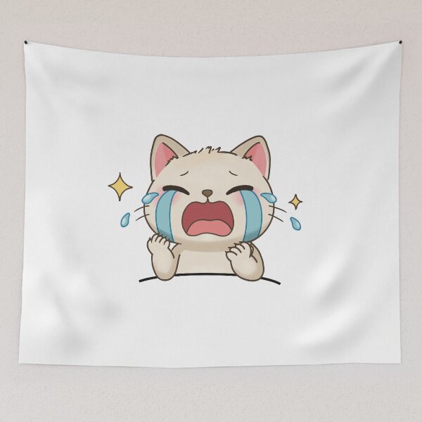 Item preview, Crying Star Cat - White Background designed and sold by AuraBerryArt.
