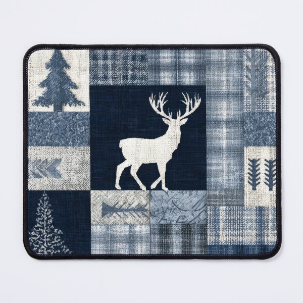 Item preview, Deer Patchwork Rustic Boho Abstract Blue and gray designed and sold by scicilysimonee.