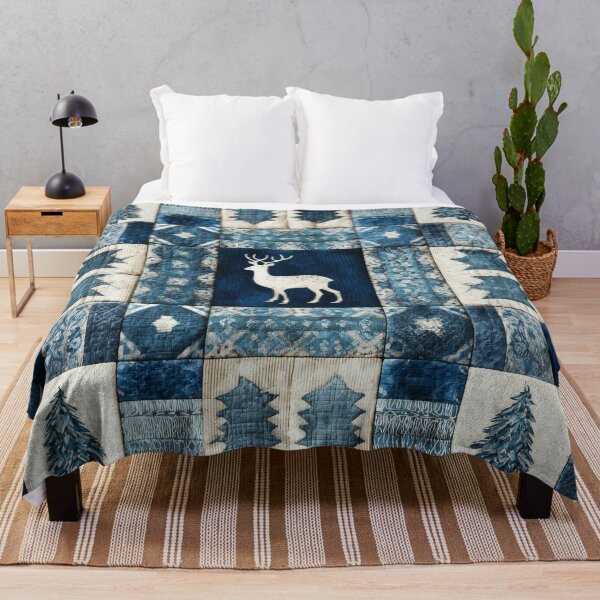 Item preview, Deer Patchwork - Abstract Winter Quilt Design designed and sold by scicilysimonee.