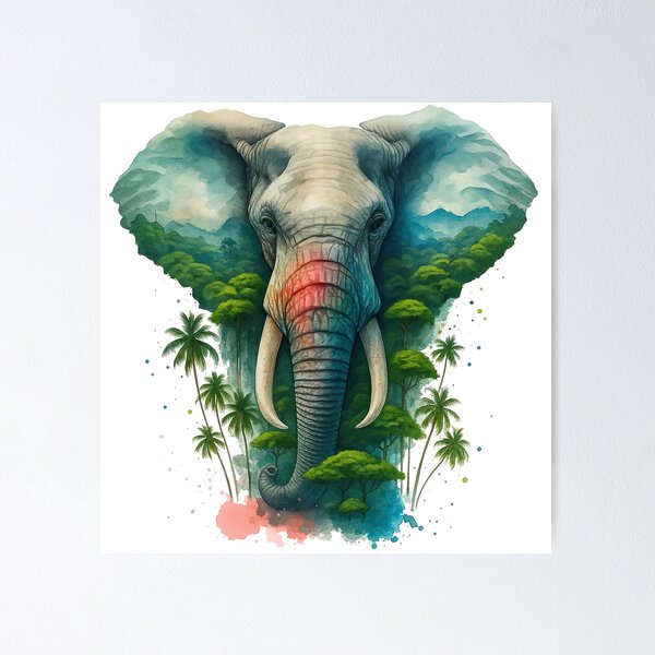 Item preview, Majestic Elephant in Jungle Watercolor Art designed and sold by ArtfulWeave.