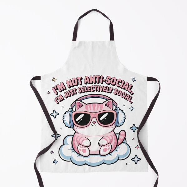 Item preview, Cute Chubby Cat with Headphones | “I’m Not Anti-Social, I’m Just Selectively Social” Funny Kawaii Cat Quote designed and sold by Ammar Studio.