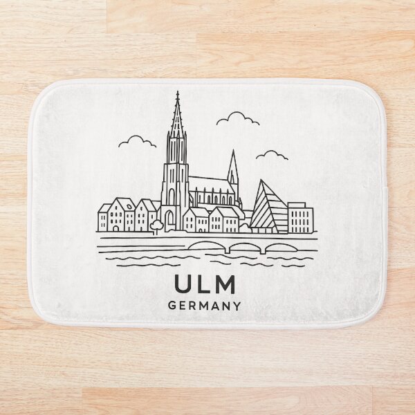 Artikelvorschau, Ulm Germany Skyline Outline Art Print - Münster Cathedral, Danube River & Modern Architecture entworfen und verkauft von Elbstromstudio.