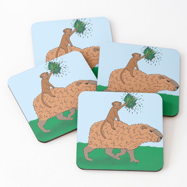 Item preview, Fun Capybara and Monkey Celebration designed and sold by JoyousArt4u.