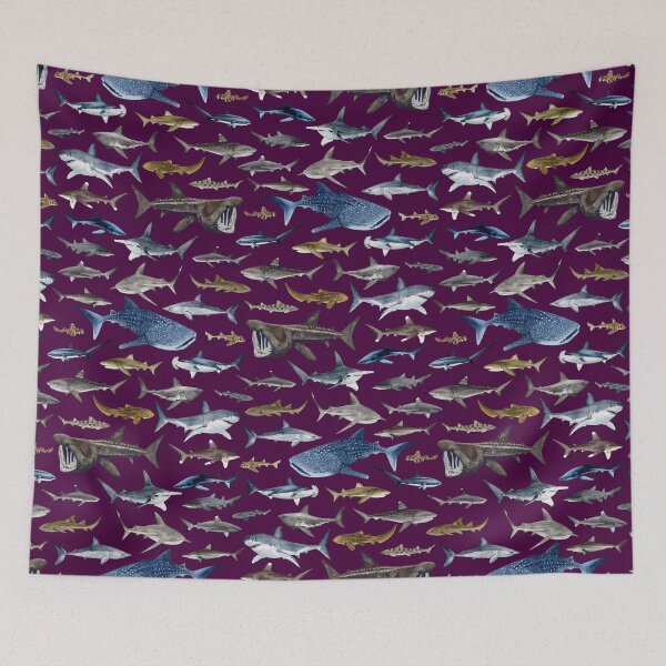 Item preview, SHARKS poster with names 2025-purple designed and sold by BEATRIZ ABAITUA.