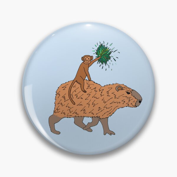 Item preview, Fun Capybara and Monkey Celebration Die Cut designed and sold by JoyousArt4u.