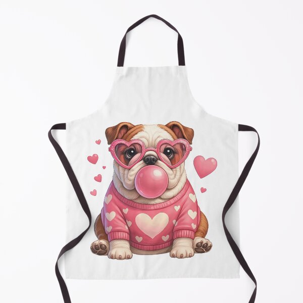 Item preview, Cute Bulldog with Pink Hearts and Bubblegum Art designed and sold by ArtfulWeave.