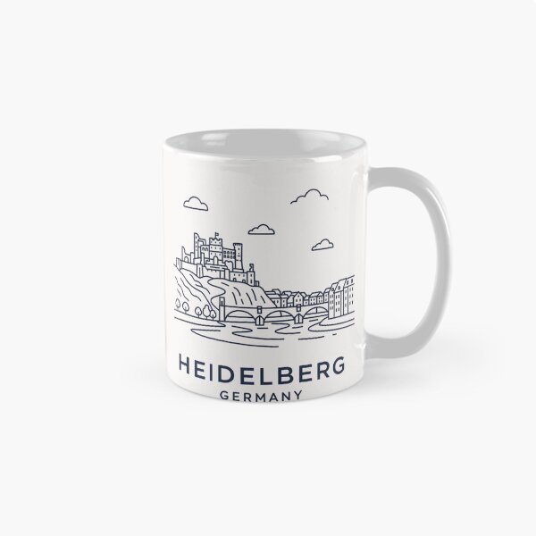 Artikelvorschau, Heidelberg Germany Castle River Cityscape Line Art Drawing Minimalist Souvenir entworfen und verkauft von Elbstromstudio.