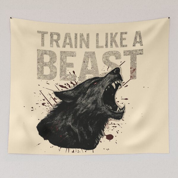 Item preview, Train Like a Beast – Wolf Power Gym Motivation Design designed and sold by SoftStyleStudio ⭐⭐⭐.