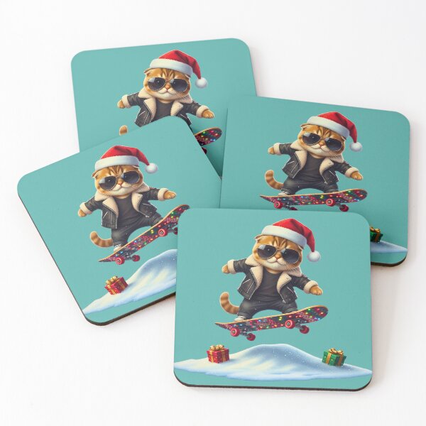 Item preview, Cool Skateboarding Santa Cat | Funny Christmas Skater Kitty | Festive Cat with Sunglasses designed and sold by E-SarnEdge.