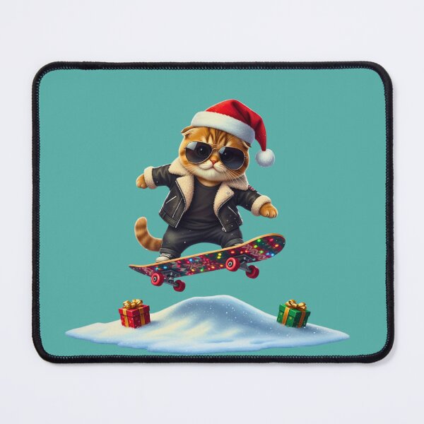 Item preview, Cool Skateboarding Santa Cat | Funny Christmas Skater Kitty | Festive Cat with Sunglasses designed and sold by E-SarnEdge.