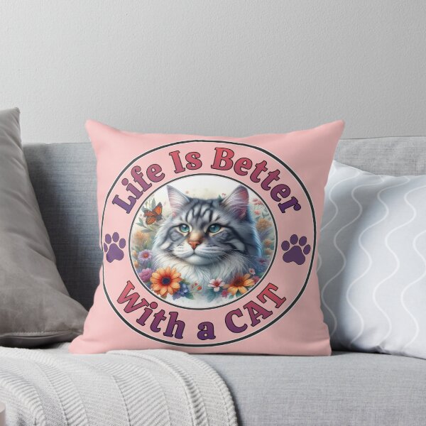 Item preview, Vida con un gato - Lindo gato floral designed and sold by TherezaDesign.