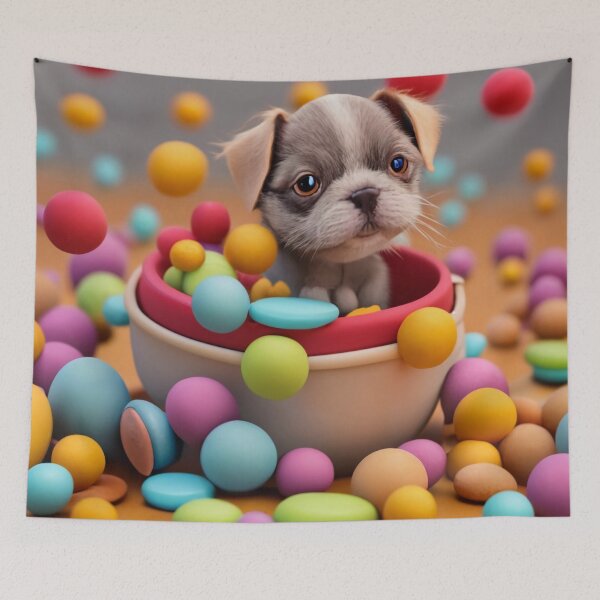 Item preview, Cute Dog in a Bowl of Colorful Candy – Adorable Sweet Treat Design designed and sold by Cultradesign.