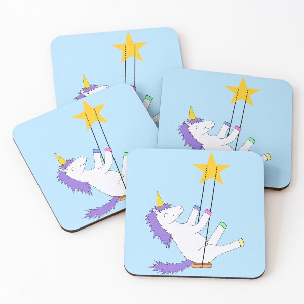 Item preview, Happy Unicorn Swinging on a Star designed and sold by JoyousArt4u.