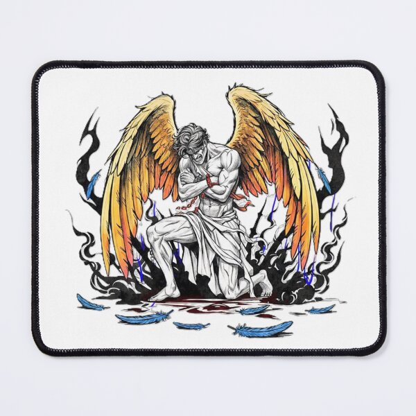 Item preview, “Fallen Grace: Wounded Angel in Celestial Flames” designed and sold by Vibepop.store.