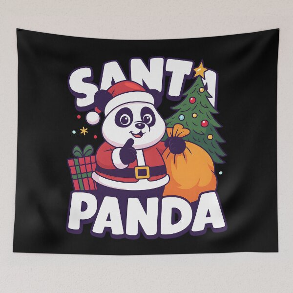 Item preview, Cute Santa Panda with Christmas Tree Funny Holiday Gift Design for Kids and Adults designed and sold by DrawHandArt.