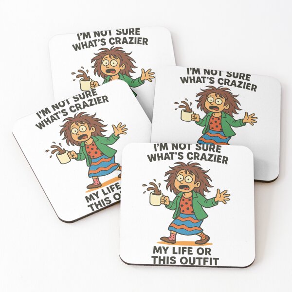 Item preview, Funny Chaotic Woman Comic Art – “I’m Not Sure What’s Crazier, My Life or This Outfit” | Pop Art Humor  designed and sold by Ammar Studio.