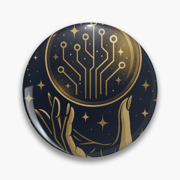 Item preview, Tech Divination – Golden Hand Holding Cyber Circuit Crystal Ball designed and sold by ShivaniiD.