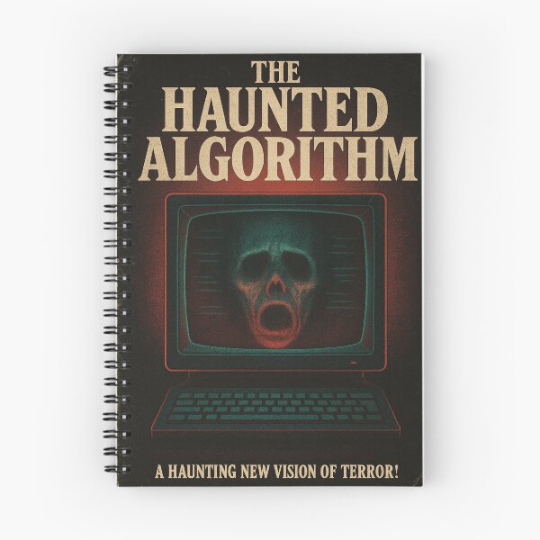 Item preview, The Haunted Algorithm – Retro Horror Tech Poster designed and sold by ShivaniiD.