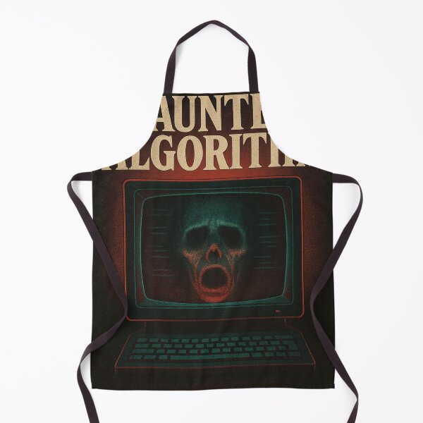 Item preview, The Haunted Algorithm – Retro Horror Tech Poster designed and sold by ShivaniiD.