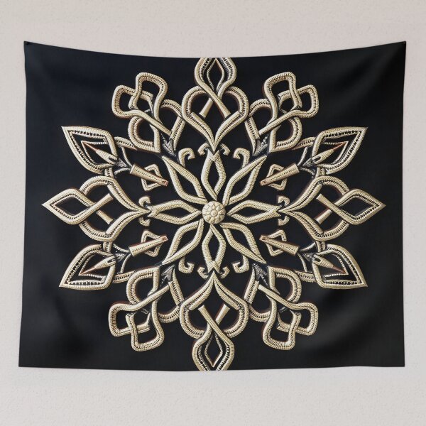 Aperçu de l'œuvre Celtic Snowflake – Golden Winter Knotwork créée et vendue par Buttonquill.