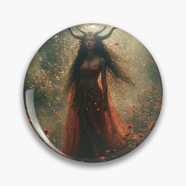 Item preview, Horned Crimson Goddess Art Print Dark Red Flower Field Fantasy Design designed and sold by Eden Underground Radio (Official Merch).