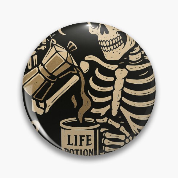 Item preview, Life Potion – Skeleton Pouring Coffee from Moka Pot Vintage Design designed and sold by ShivaniiD.