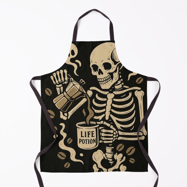 Item preview, Life Potion – Skeleton Pouring Coffee from Moka Pot Vintage Design designed and sold by ShivaniiD.