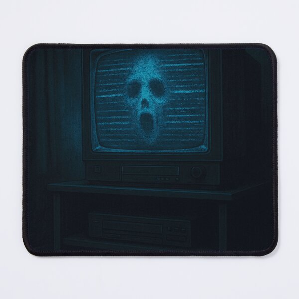 Item preview, The Cursed Broadcast – Retro Horror Skull in Static TV Illustration designed and sold by ShivaniiD.