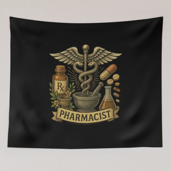 Item preview, Pharmacist Pride – Vintage Medical Emblem designed and sold by getpressedshirt.