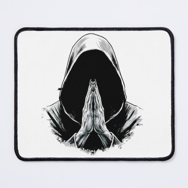 Item preview, “Silent Devotion: Hooded Figure in Prayer” designed and sold by Vibepop.store.