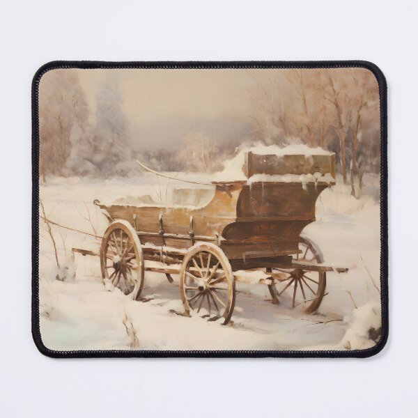 Item preview, Old Wagon Covered In Snow, Winter Snow Landscape, Snowy Scene Wall Art, Winter Snowy Print, Holiday Wall Art Decor, Christmas Art Print designed and sold by SavageVision.