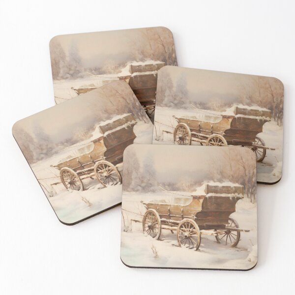 Item preview, Old Wagon Covered In Snow, Winter Snow Landscape, Snowy Scene Wall Art, Winter Snowy Print, Holiday Wall Art Decor, Christmas Art Print designed and sold by SavageVision.