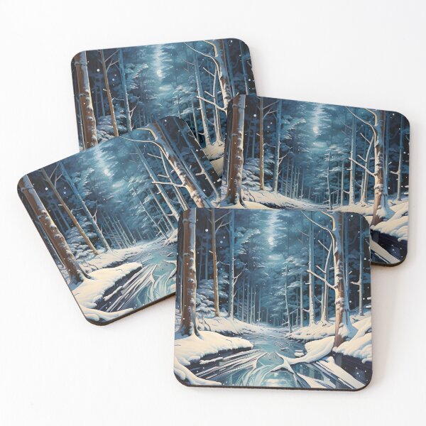 Item preview, Snow Covered Trees Painting, Winter River Painting Wall Art, Rustic Snowy River Print, Winter Forest Cozy Decor Digital Download designed and sold by SavageVision.