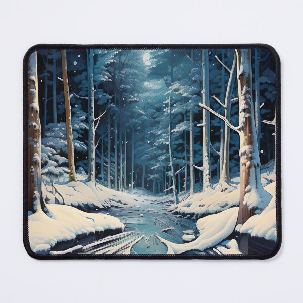 Item preview, Snow Covered Trees Painting, Winter River Painting Wall Art, Rustic Snowy River Print, Winter Forest Cozy Decor Digital Download designed and sold by SavageVision.