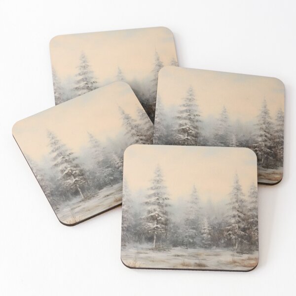 Item preview, Winter Pine Forest, Snow Covered Pine Trees, Snowy Forest Nature Art, Christmas Painting, Scandinavian Wall Decor, Digital Download designed and sold by SavageVision.
