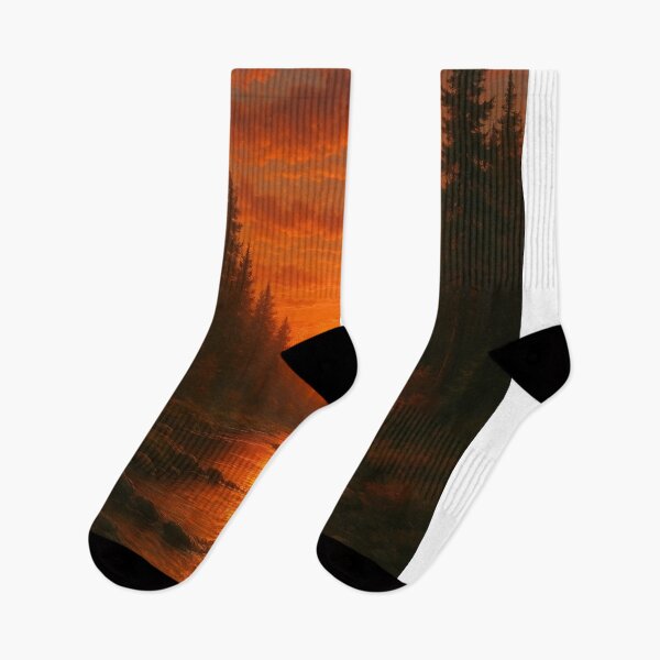 Item preview, Golden Serenity — Sunset Over the Forest River designed and sold by EchoAuraGraphic.