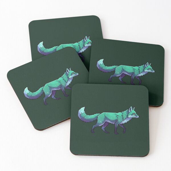 Item preview, Low-Poly Galaxy Fox | Geometric Forest Animal | Polygon Wildlife Art | forest green background designed and sold by Cosmic Critters Decals.