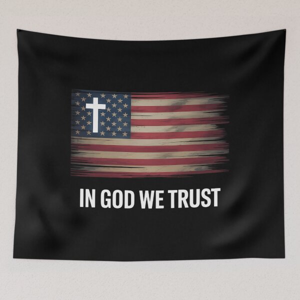 Item preview, In God We Trust - USA Flag Cross Patriotic Christian designed and sold by PunkNation-Arts.