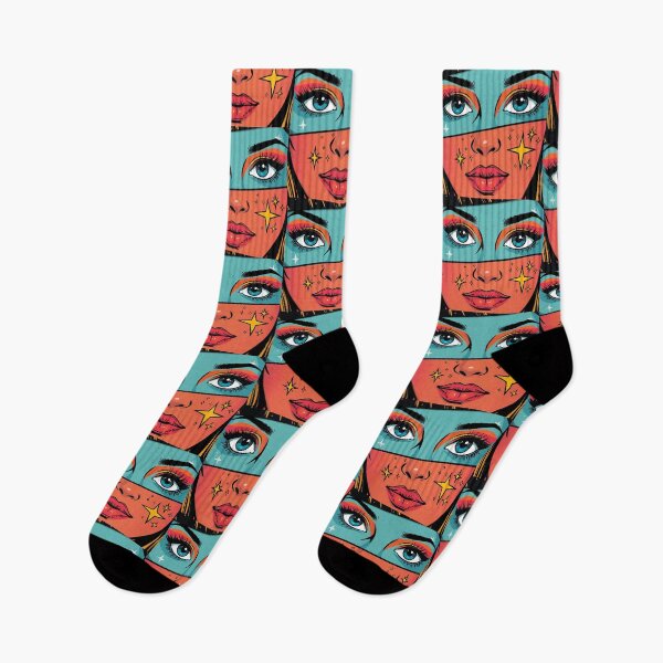 Item preview, Retro Pop Art Woman — Colorful Eyes and Stars Illustration designed and sold by ArtBySylvia.